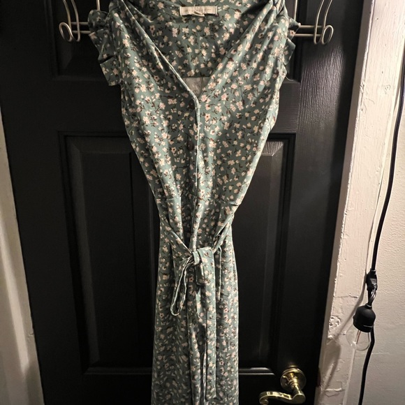 Green Floral Dress W/Belt - Picture 1 of 2
